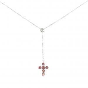 K18WG クロス ガーネット ネックレス