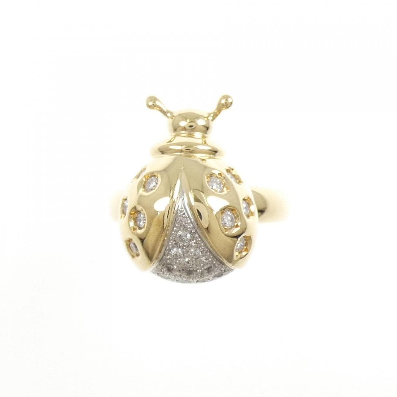 K18YG/PT900 テントウムシ ダイヤモンド リング 0.30CT