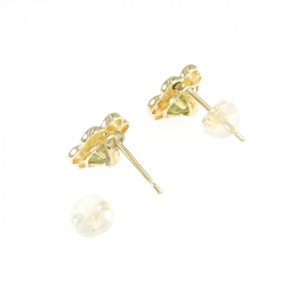K18YG フラワー ペリドット ピアス