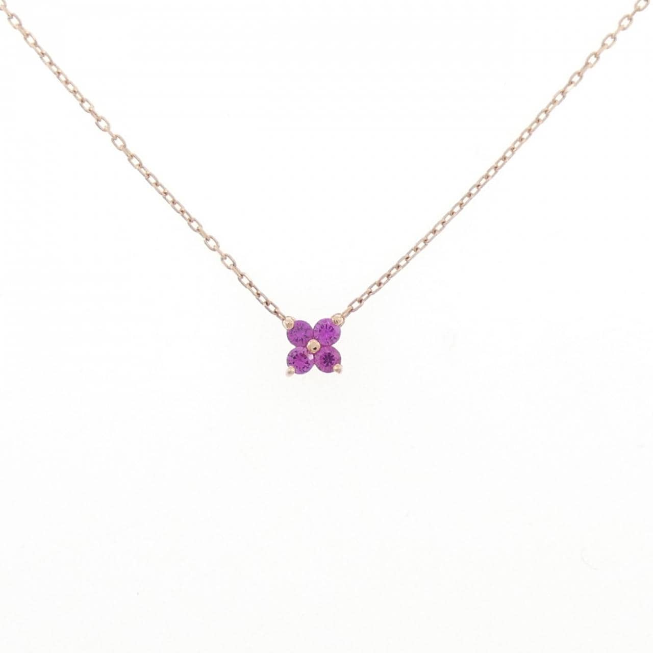 K10PG フラワー ルビー ネックレス 0.10CT