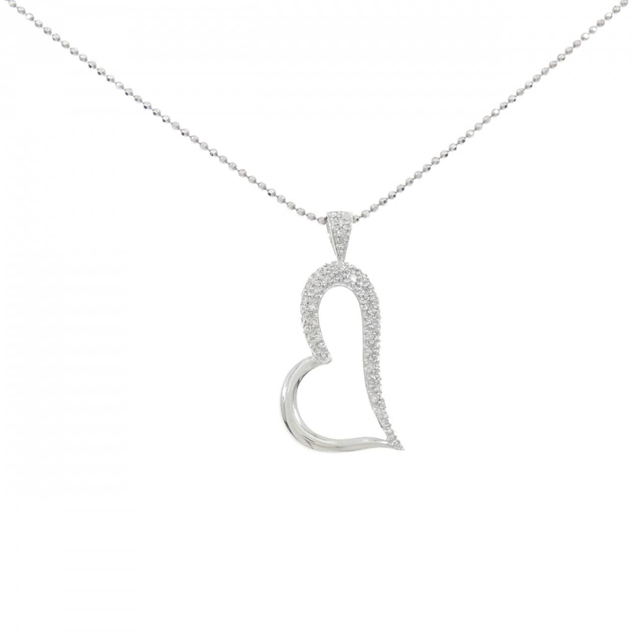 K18WG ハート ダイヤモンド ネックレス 0.24CT