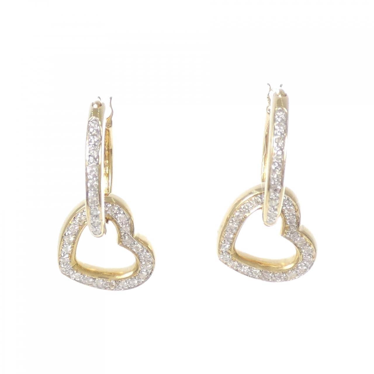 K18YG/K18WG 2WAY ハート ダイヤモンド ピアス 0.24CT