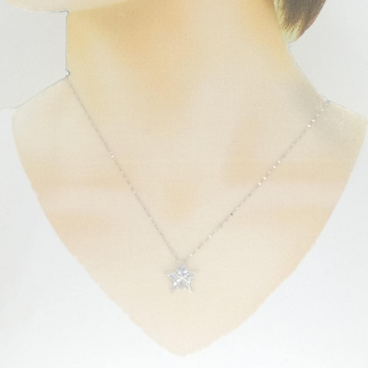 【新品】K18WG スター ダイヤモンド ネックレス 0.01CT