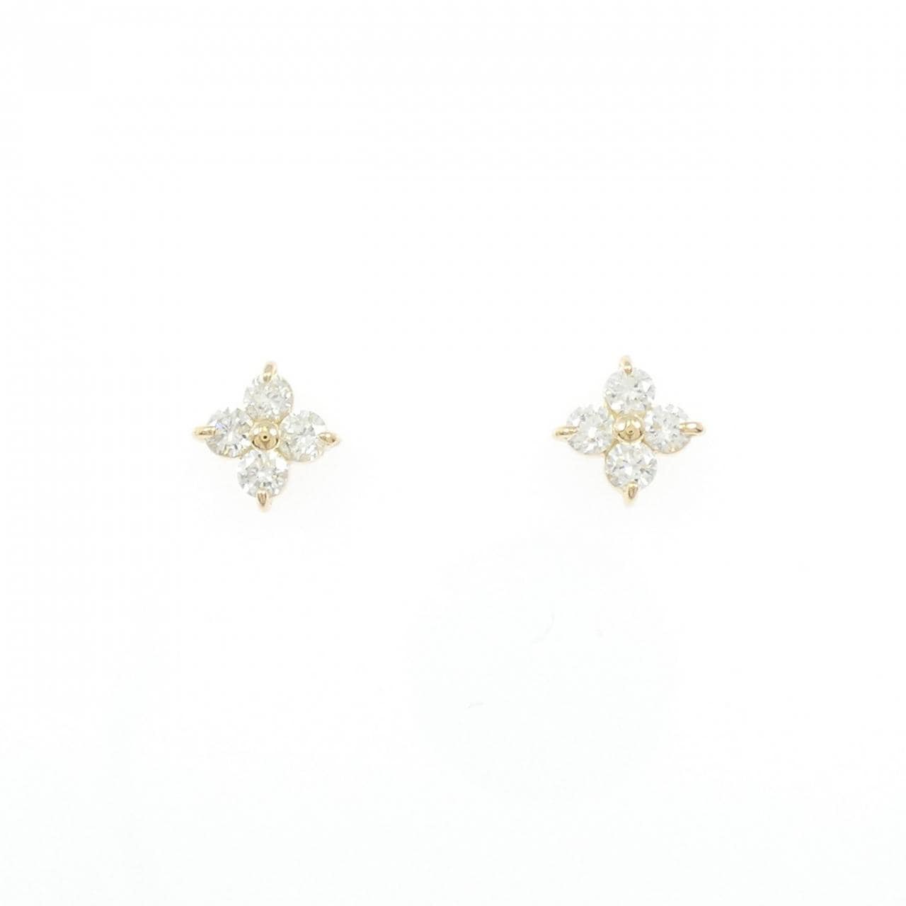 [再加工款] K18YG花朵钻石耳环0.30CT