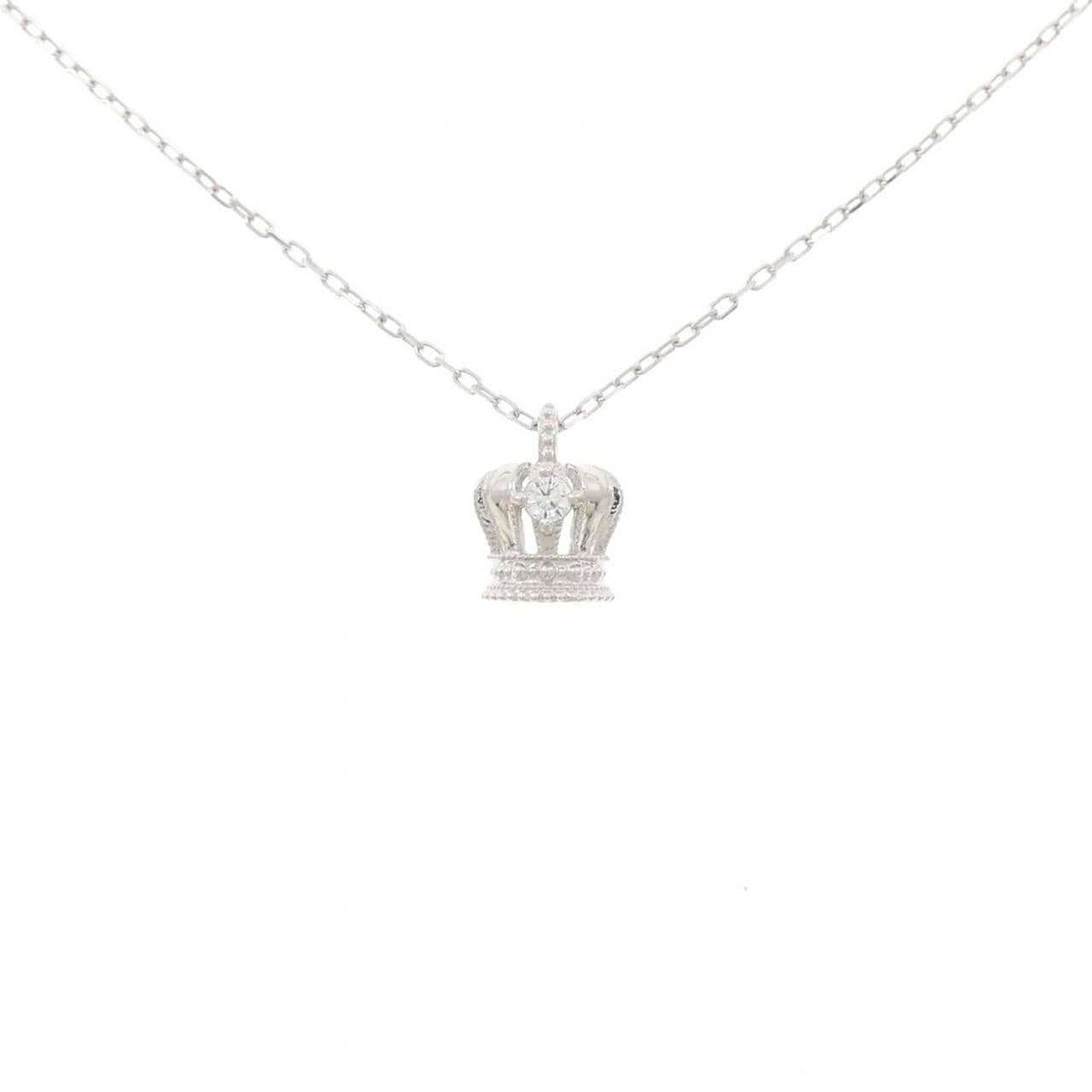 K10WG クラウン ダイヤモンド ネックレス 0.05CT