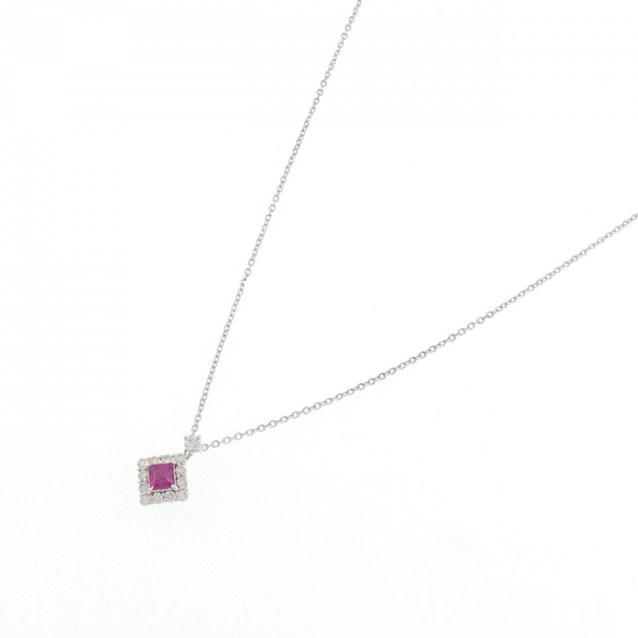 K18WG ルビー ネックレス 0.15CT
