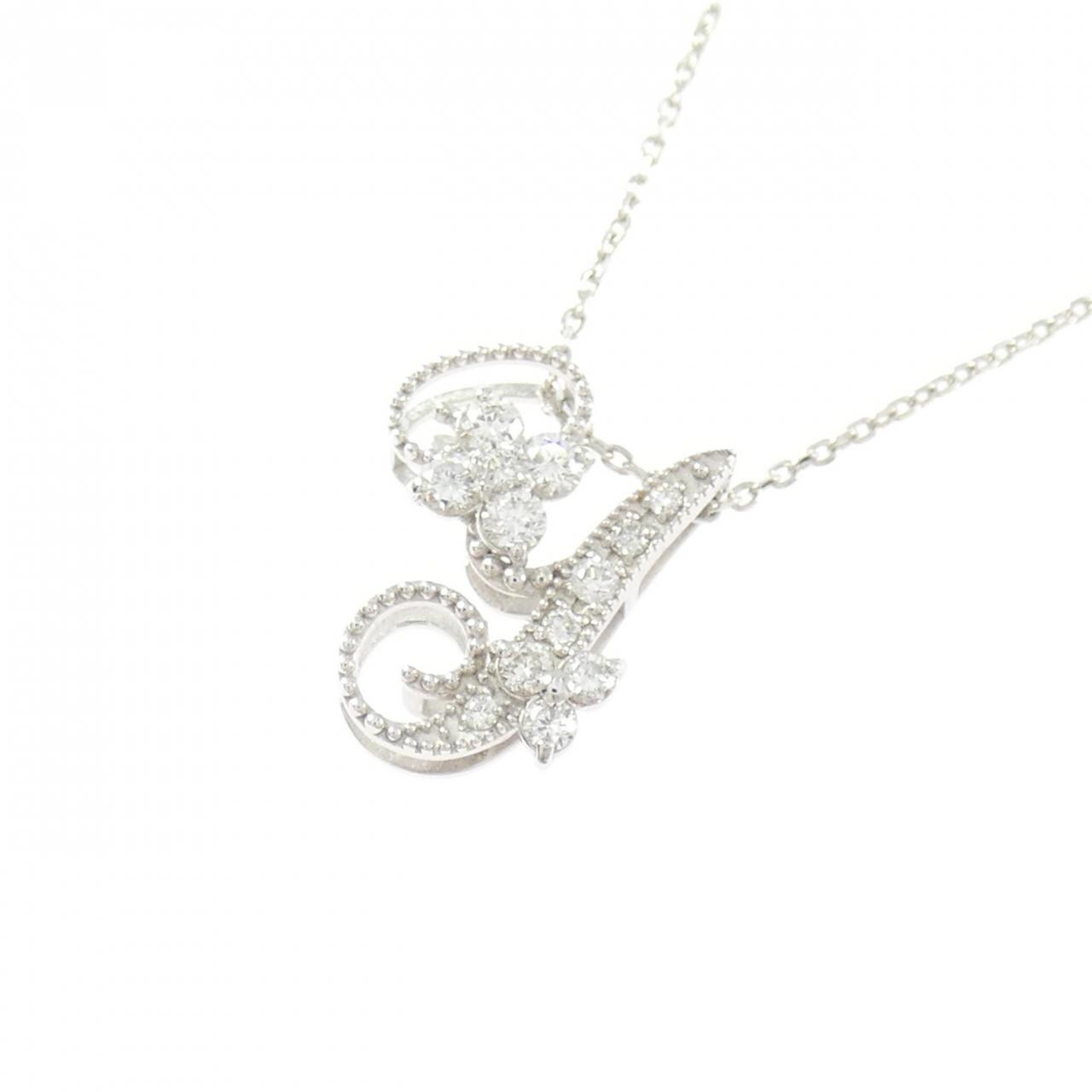 K18WG イニシャルY ダイヤモンド ネックレス 0.18CT