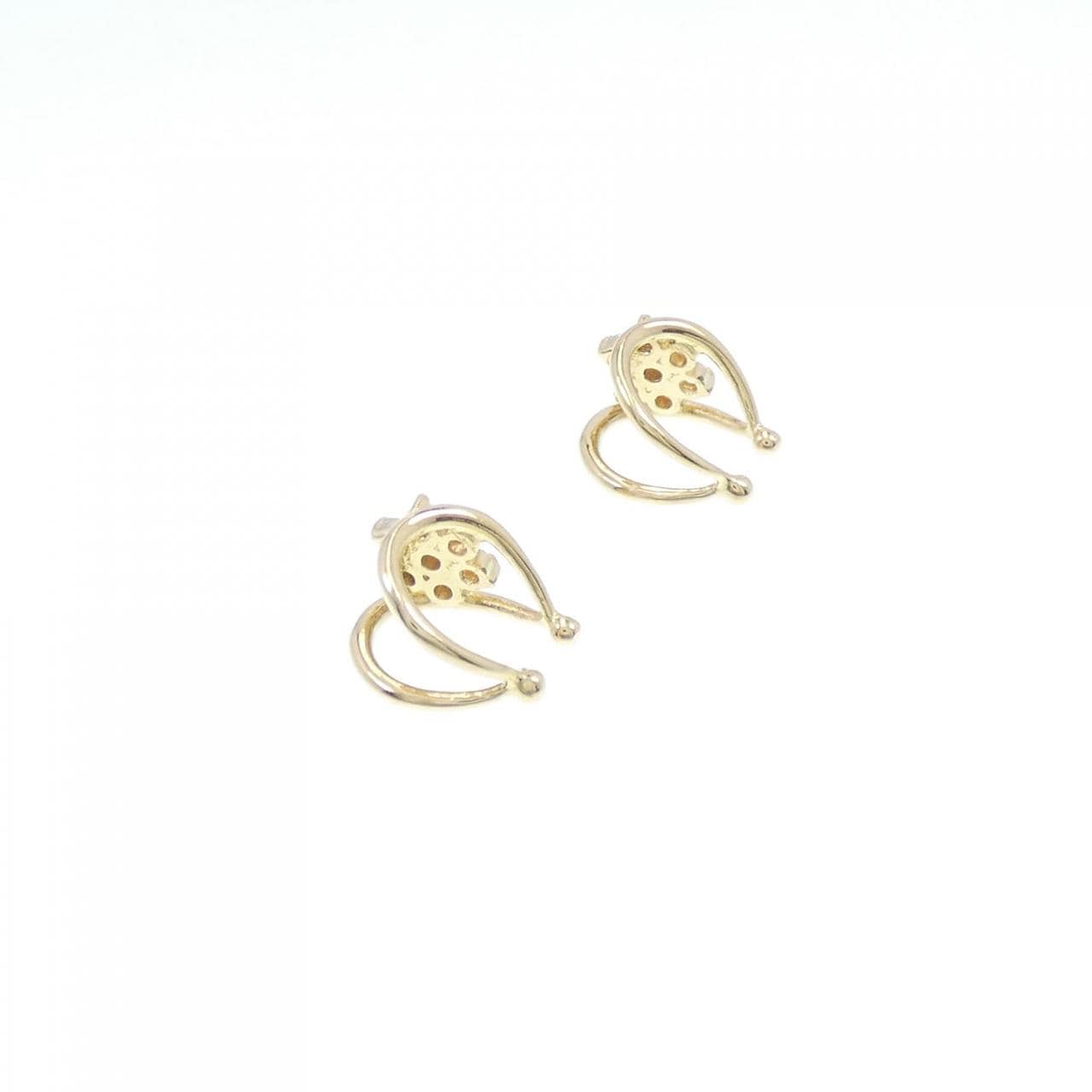 K18YG flower Diamond earrings 0.15CT