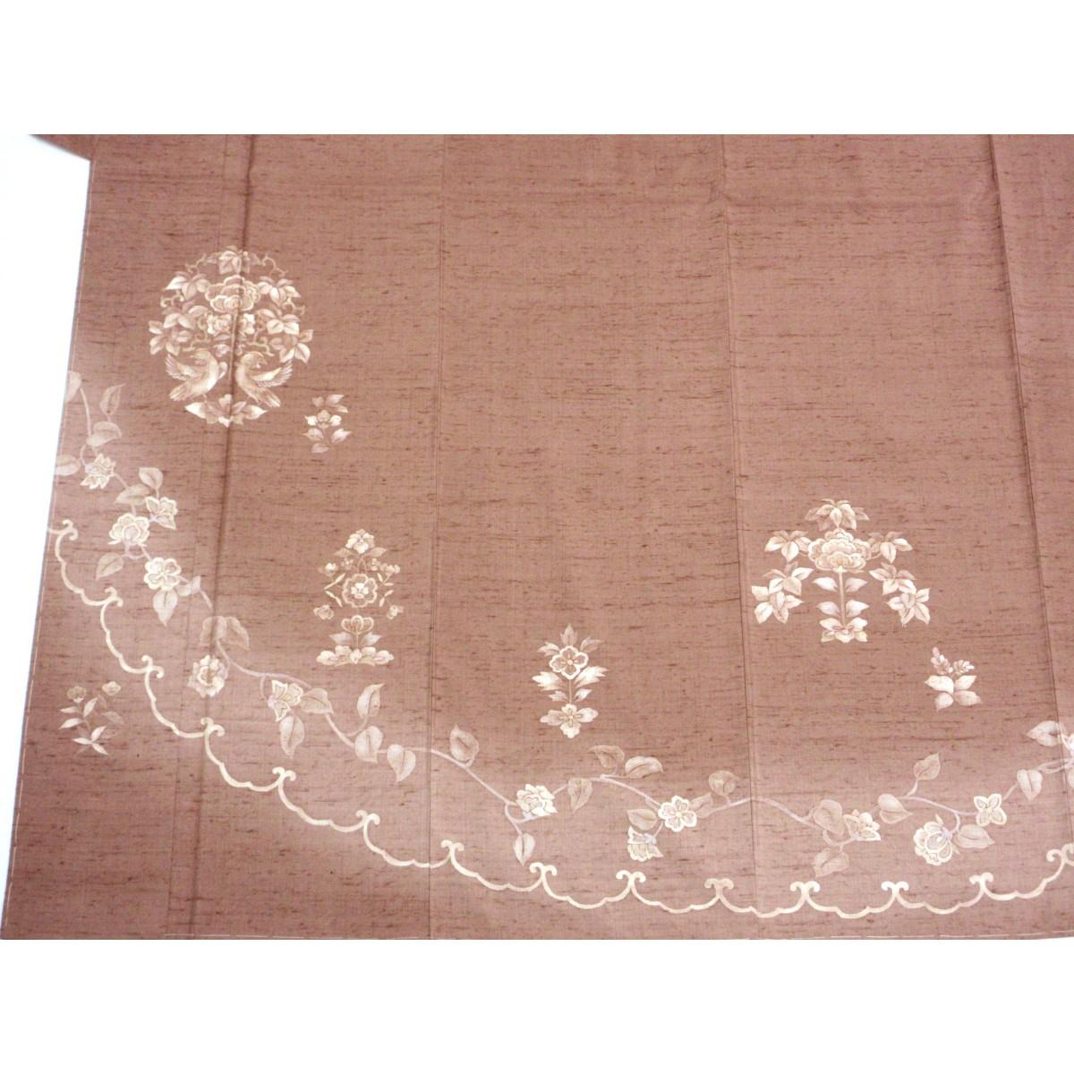 【未使用品】訪問着　紬織　刺繍入り