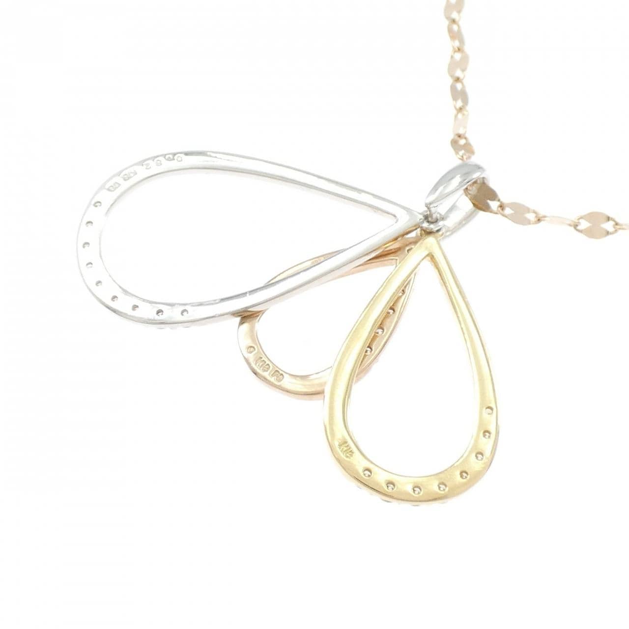 K18スリーカラー ダイヤモンド ネックレス 0.32CT