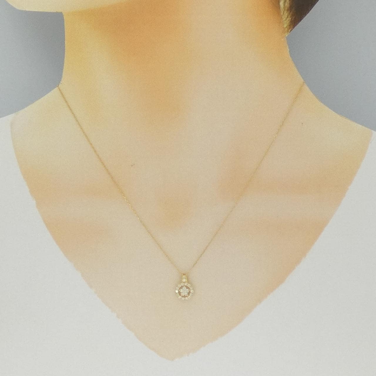 K18YG フラワー ダイヤモンド ネックレス 0.27CT