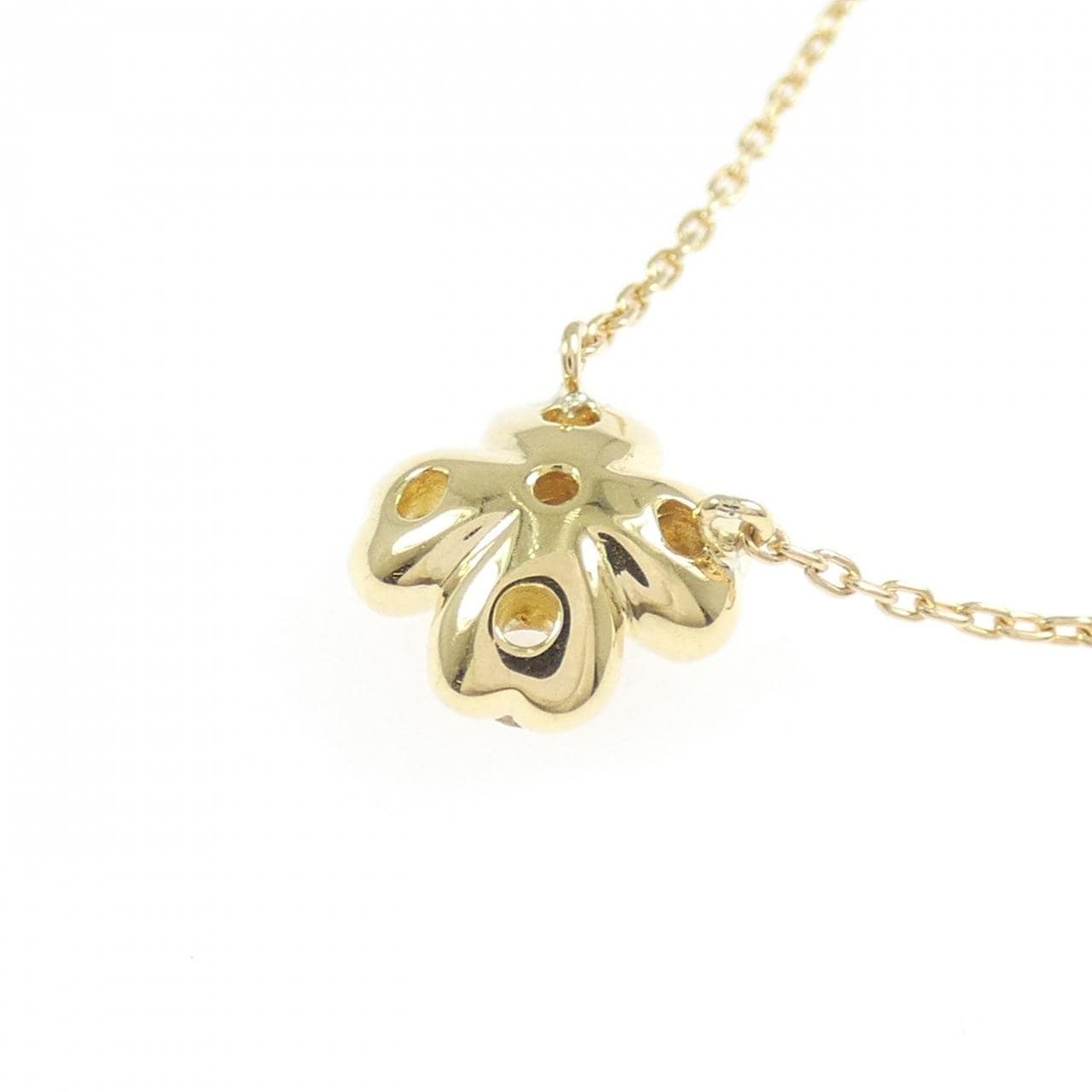 K18YG フラワー ルビー ネックレス 0.06CT