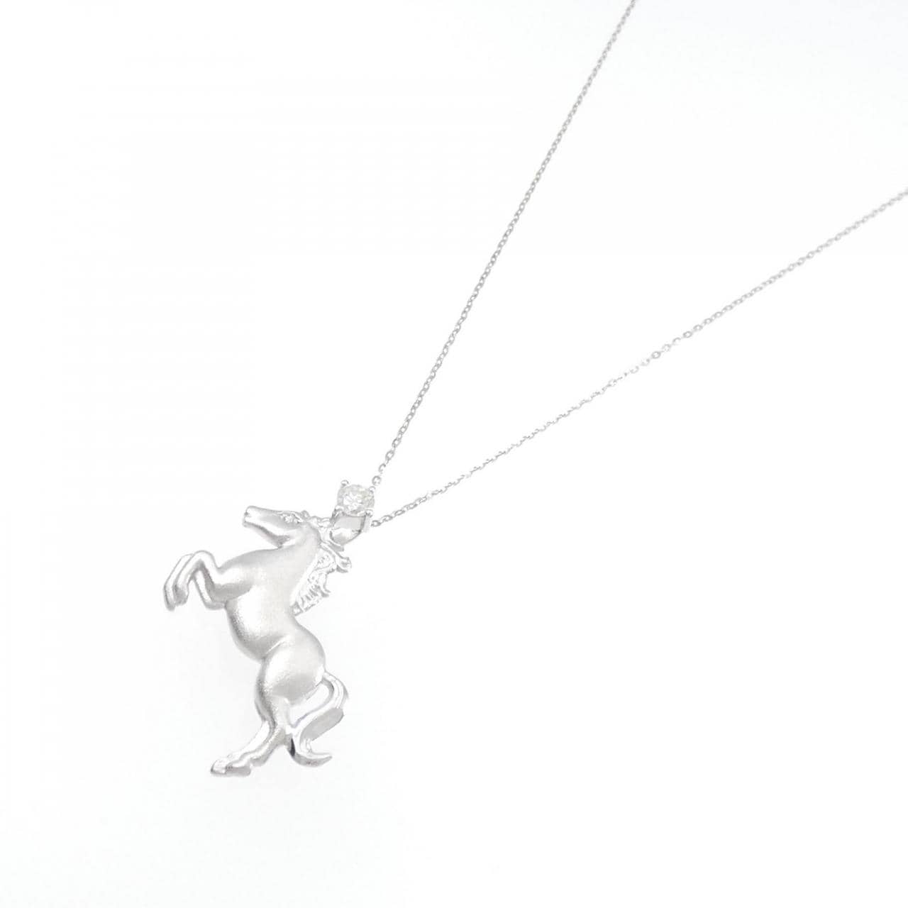 K18WG Horse Diamond Necklace 0.20CT
