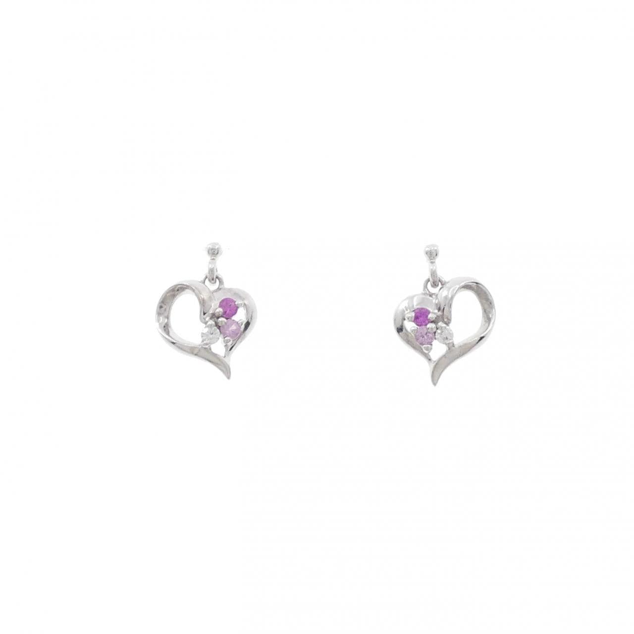 K10WG Heart Sapphire Earrings 0.08CT