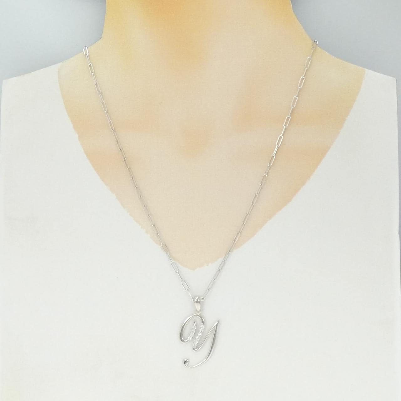 K18WG イニシャルY ダイヤモンド ネックレス 0.32CT
