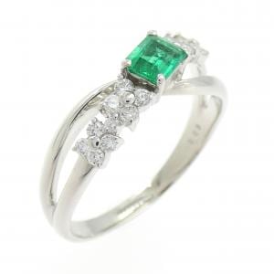 PT900 フラワー エメラルド リング 0.30CT