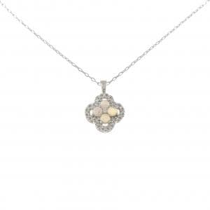 PT900/PT850 フラワー オパール ネックレス 0.28CT