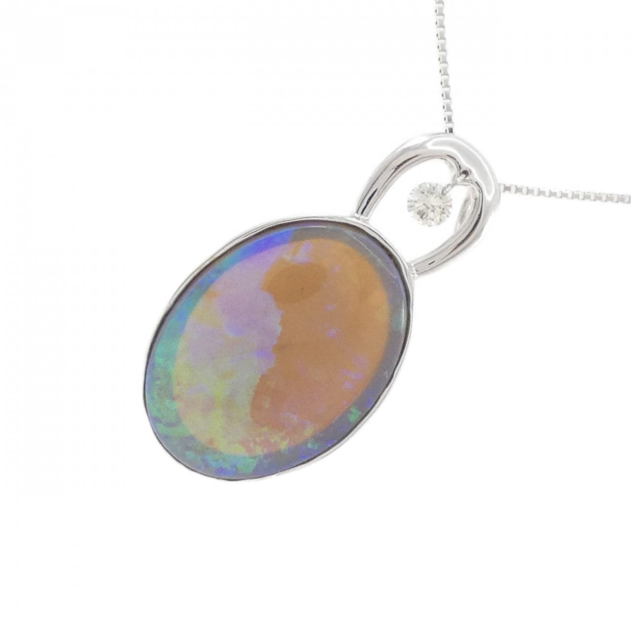 K18WG Black OPAL Necklace 6.41CT