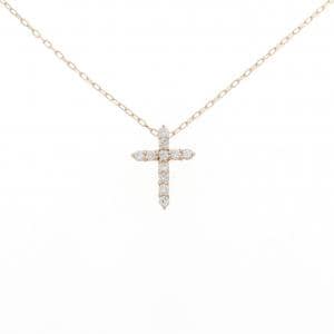 K18PG クロス ダイヤモンド ネックレス 0.2CT