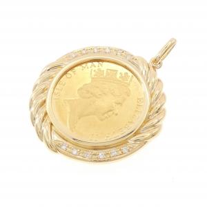 K18YG(枠) ダイヤモンド コイン ペンダント