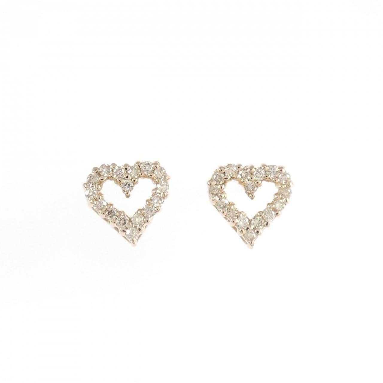 K18PG ハート ダイヤモンド ピアス 0.20CT