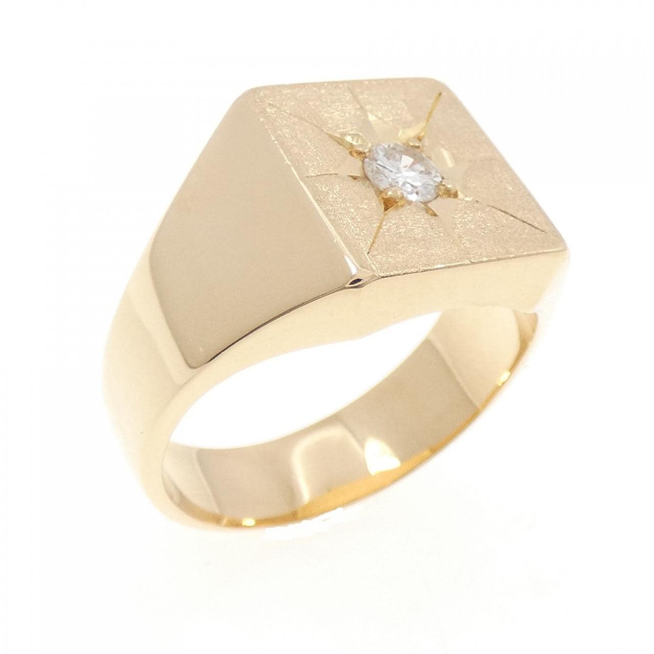 K18PG 印台 ダイヤモンド リング 0.22CT