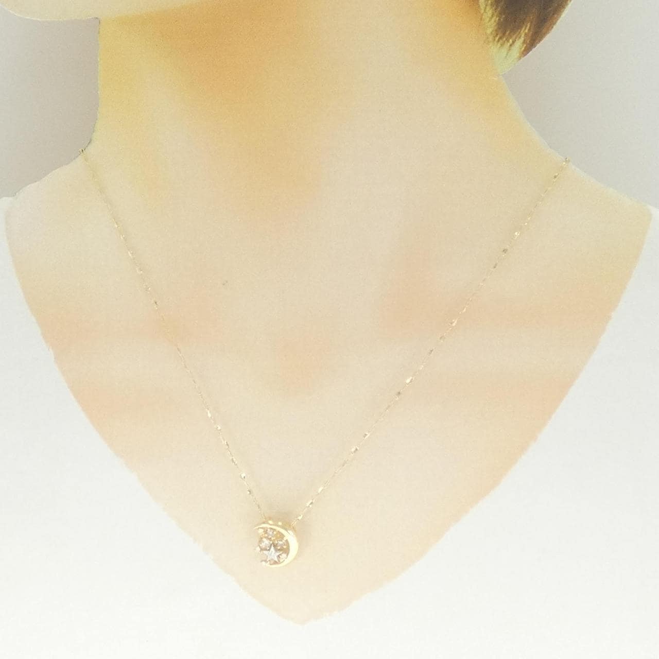 K18YG/PT900 ムーン×スター ダイヤモンド ネックレス 0.20CT
