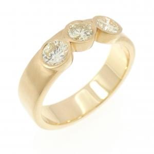 【新品】K18YG スリーストーン ダイヤモンド リング 0.67CT