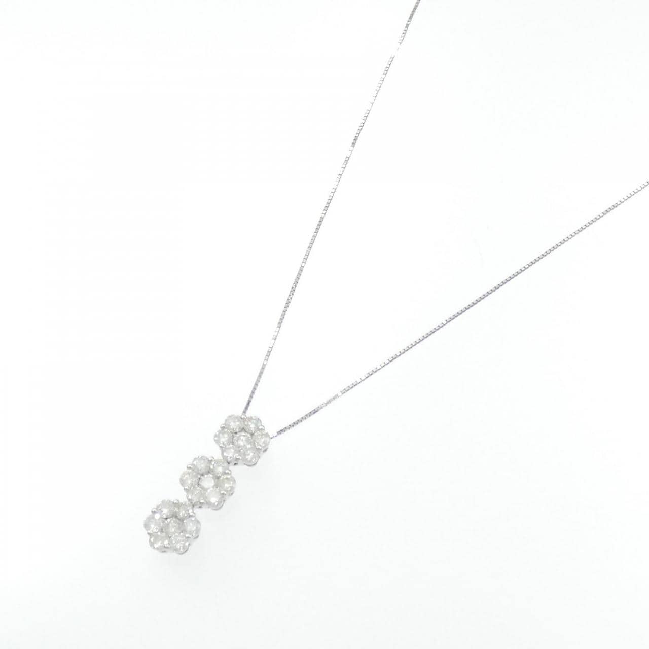 K18WG flower Diamond necklace 2.00CT