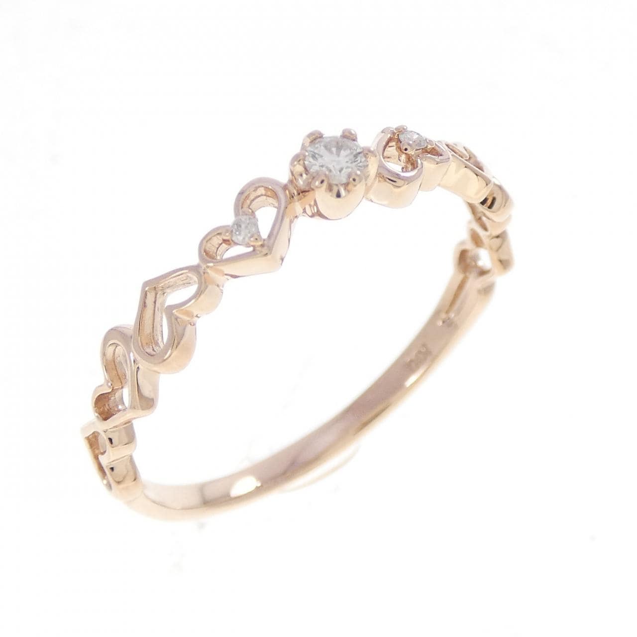 K10PG ハート ダイヤモンド リング