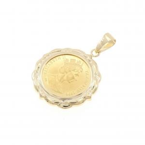 K18YG (框) 硬币吊坠