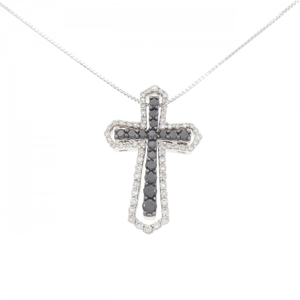 K18WG 2WAY クロス ダイヤモンド ネックレス 1.00CT