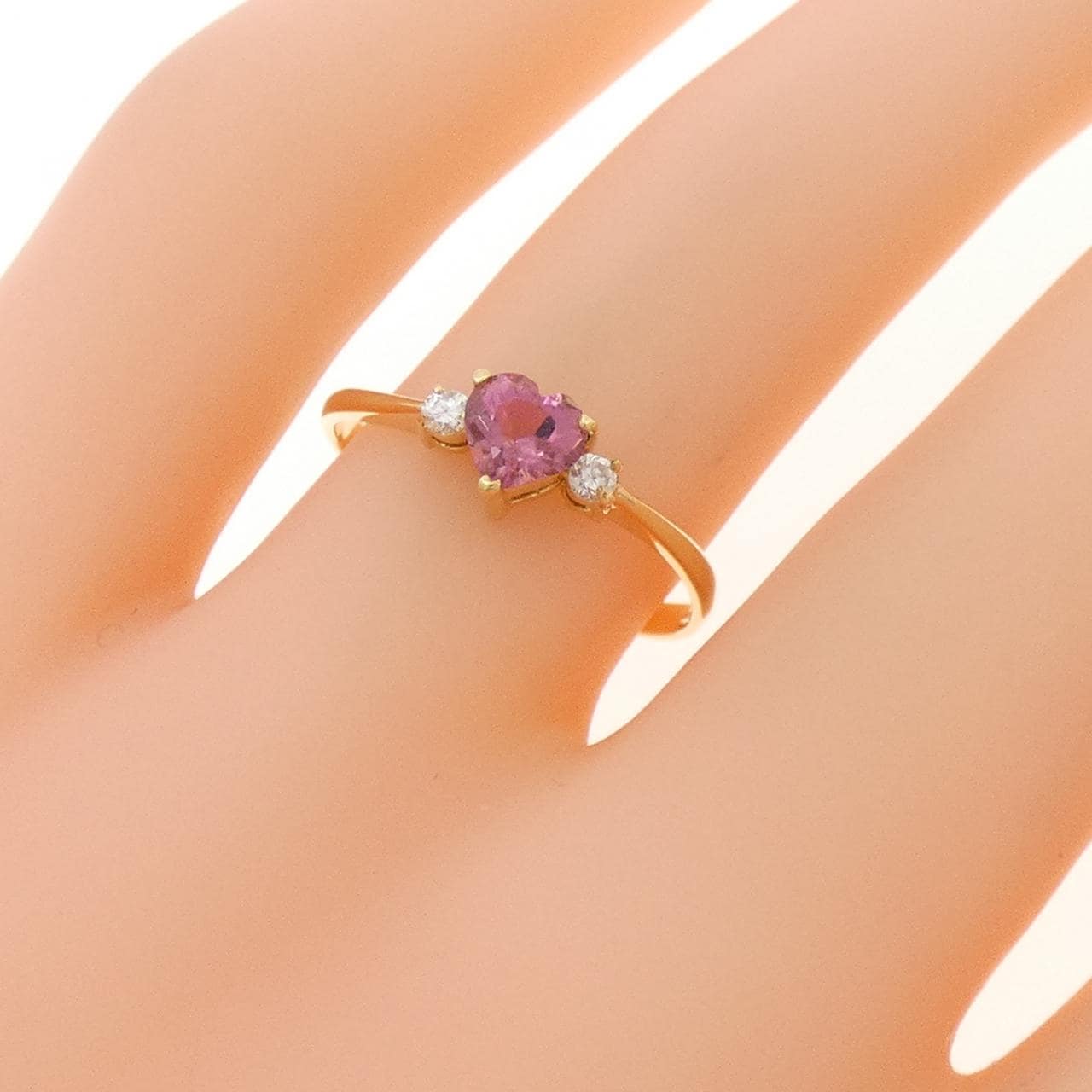 K18YG ハート トルマリン リング