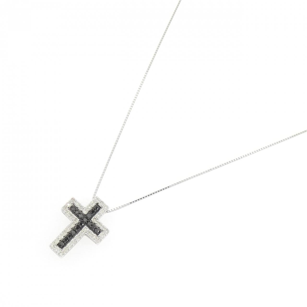 K18WG/K18BG 2WAY クロス ダイヤモンド ネックレス 0.50CT