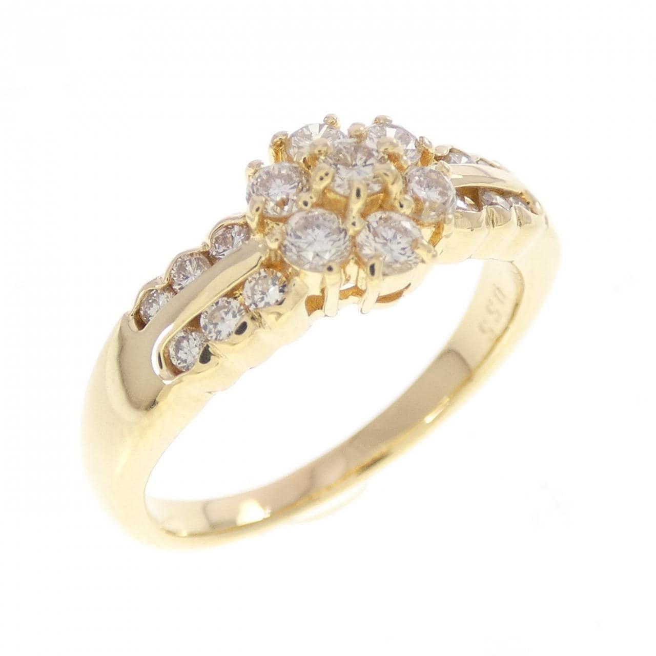 K18YG フラワー ダイヤモンド リング 0.55CT