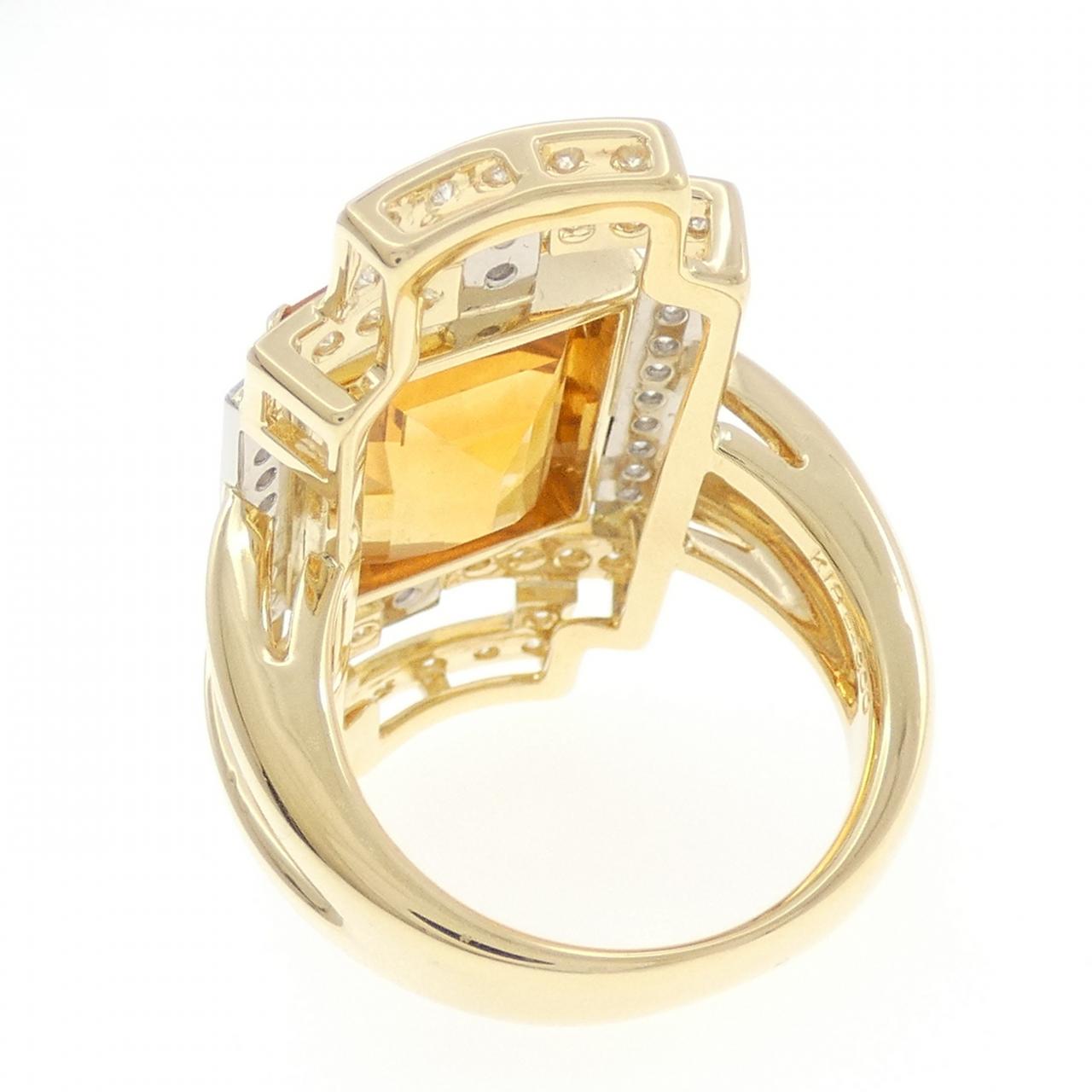 K18YG/PT900 シトリン リング 9.54CT