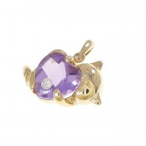 K18YG ハート×キャット アメジスト ペンダント
