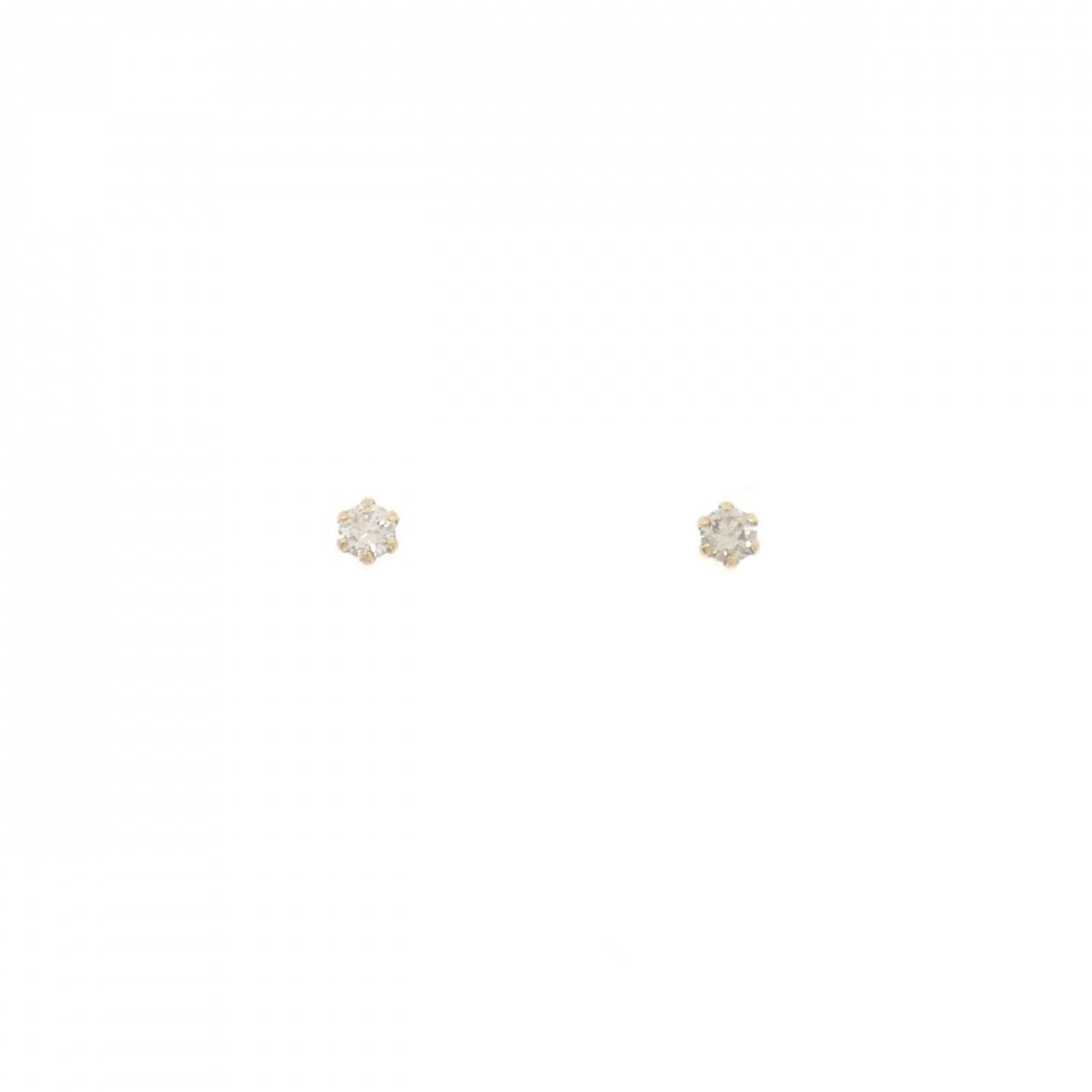 K18YG ソリティア ダイヤモンド ピアス 0.10CT