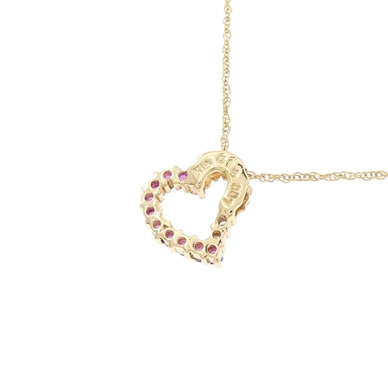 K18YG/750YG ハート ルビー ネックレス 0.15CT