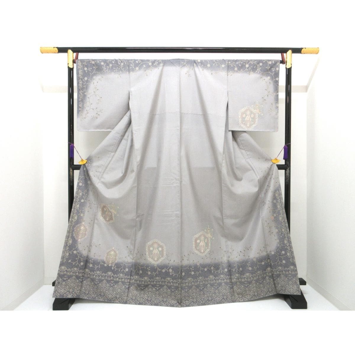 [未使用品] 參拜Ooshima Tsumugi大島紬 繡花 暈染 寬 3L