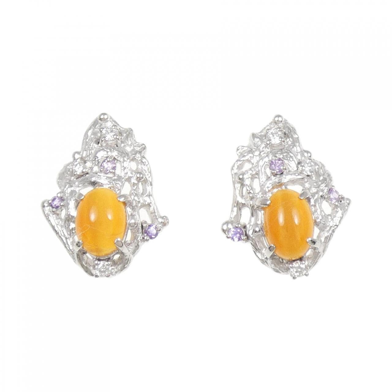 入仓安潮欧泊猫眼耳环 1.92ct