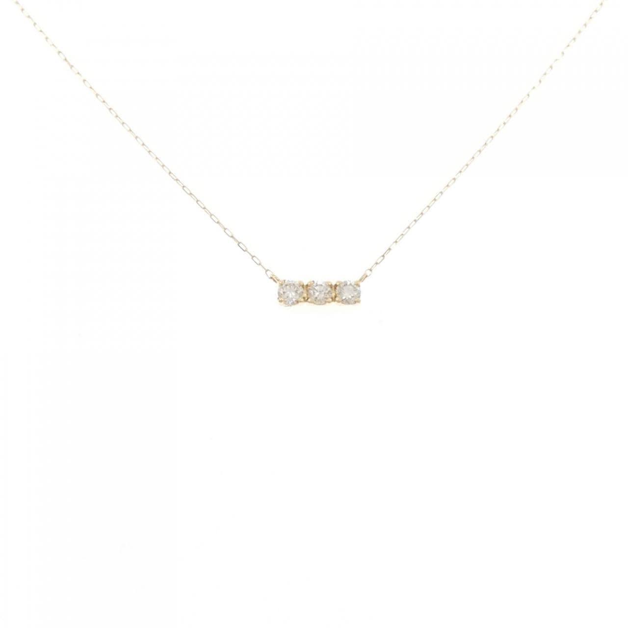 【新品】K18YG スリーストーン ダイヤモンド ネックレス 0.15CT