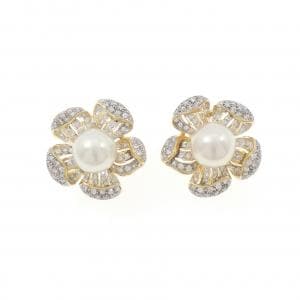 K18YG/K18WG フラワー アコヤパール ピアス 10.5mm