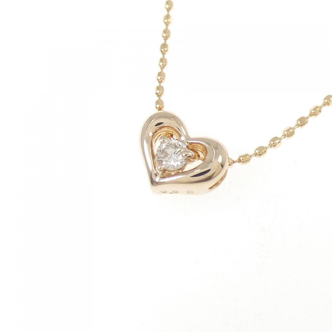 K18PG ハート ダイヤモンド ネックレス 0.05CT