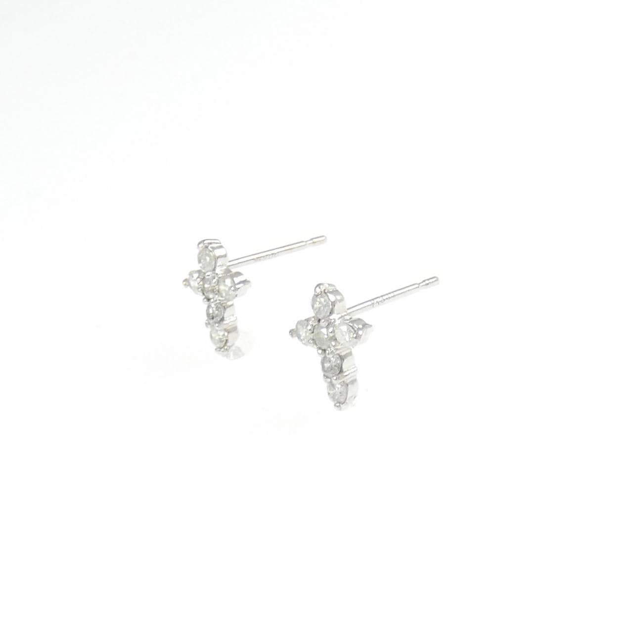 PT900 クロス ダイヤモンド ピアス 0.30CT
