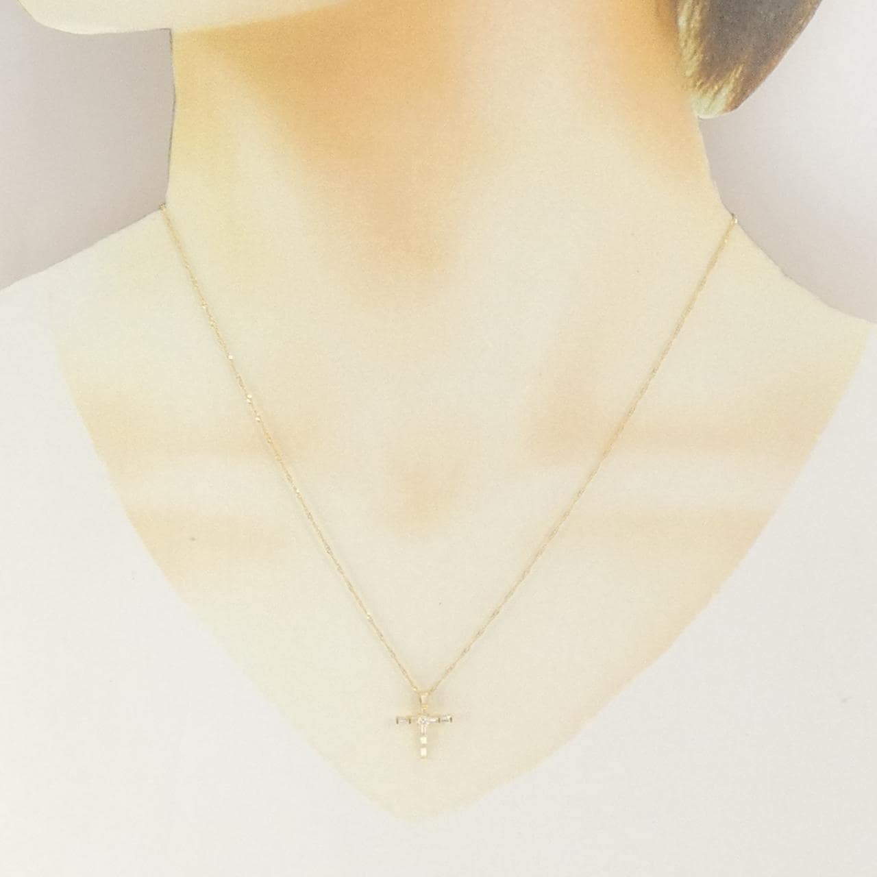 K18YG クロス ダイヤモンド ネックレス 0.20CT