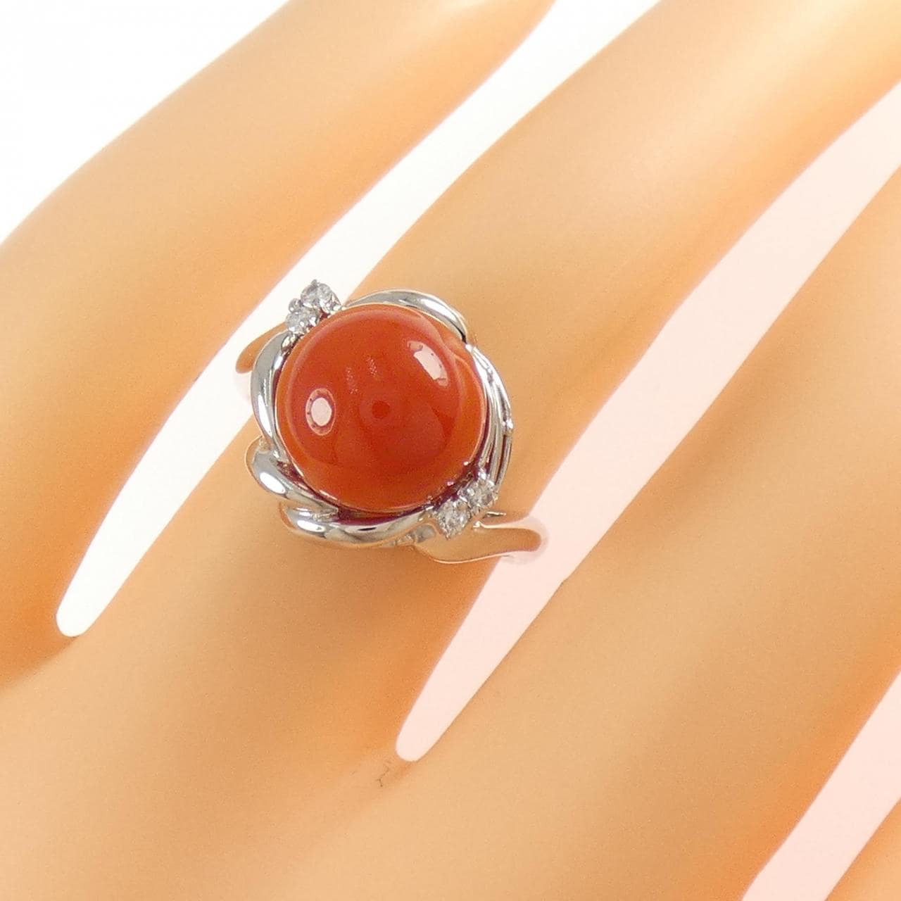 PT900 サンゴ リング 9.6mm