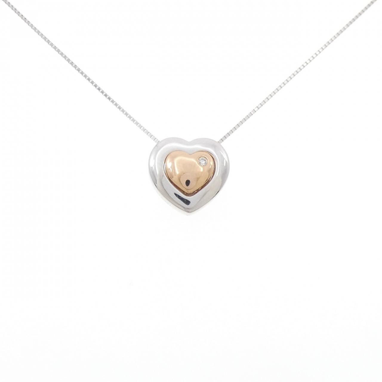 K18WG/K18PG 2WAY ハート パヴェ ダイヤモンド ネックレス 0.30CT