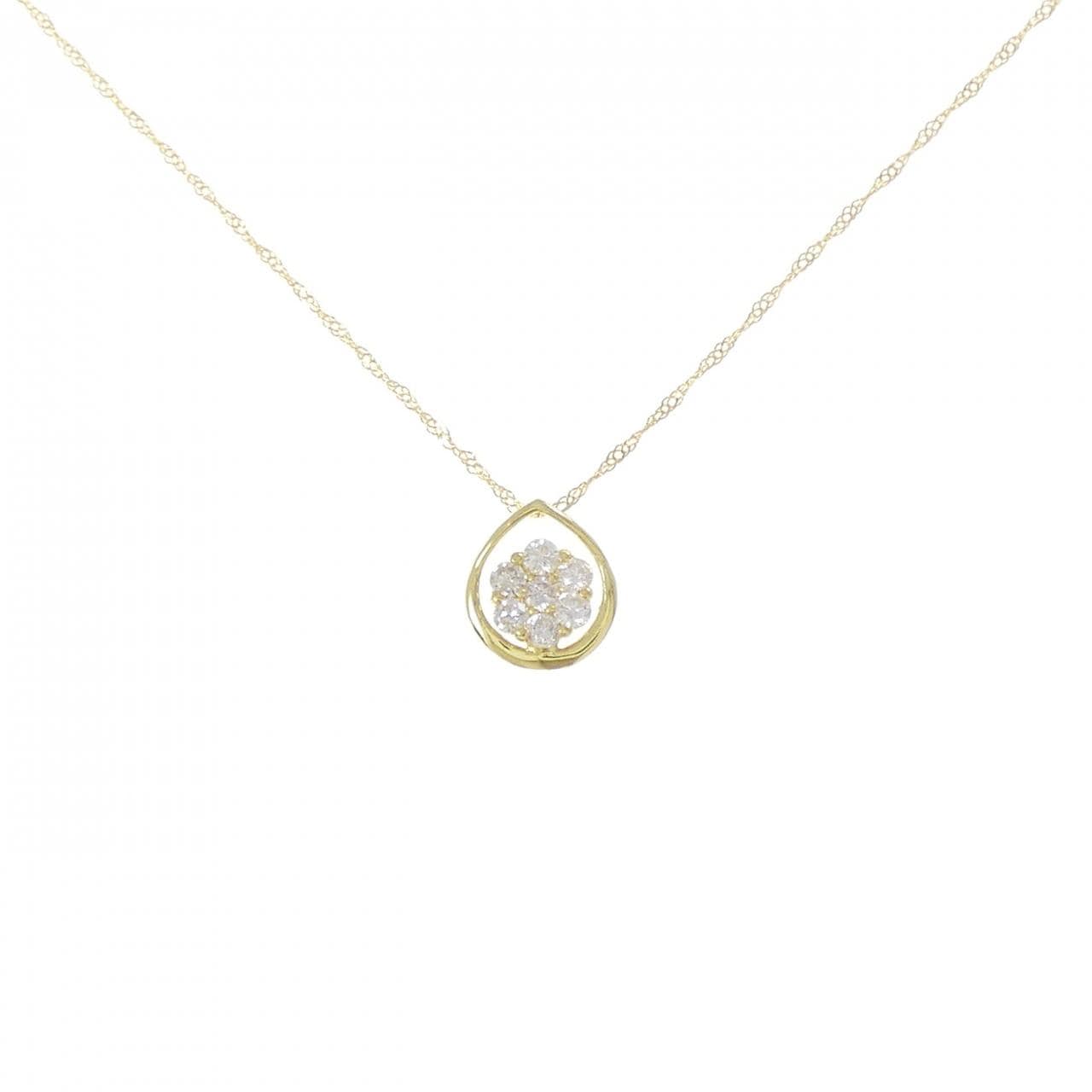 K18YG フラワー ダイヤモンド ネックレス 0.30CT