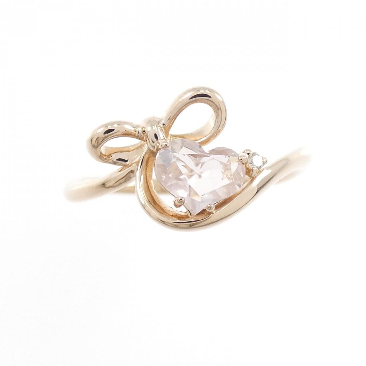 サマンサティアラ ハート ×リボン ローズクオーツ リング